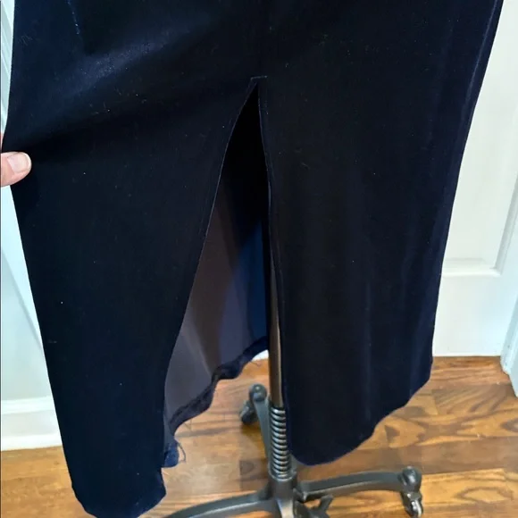 Vintage navy blue velvet sleeveless maxi dress with jacket size 6 - Picture 4 of 12